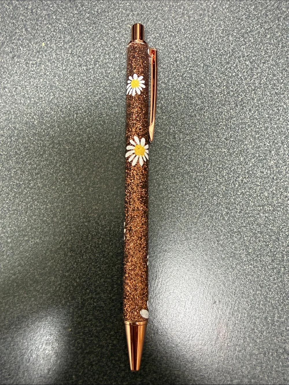 Glitter Daisy Ballpoint Pens - Assorted Colors - Black ink - Set of 6